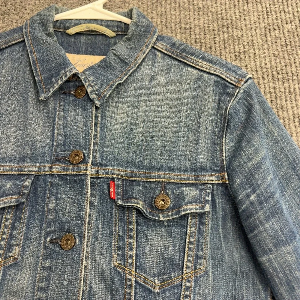 Levi's Denim Jacket Womens S Blue Cotton Blend‎ Stretch Trucker Classic Style
